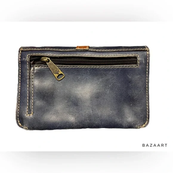 Vintage Patricia Nash Navy Blue leather crossbody bag - Picture 3 of 7